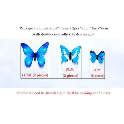 12Pcs/Set Luminous Butterfly 3D Wall Stickers - Mad Fly Essentials