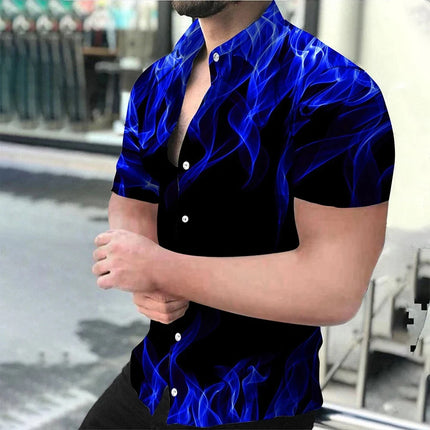Men Business Casual 3D Gradient Lapel Shirts