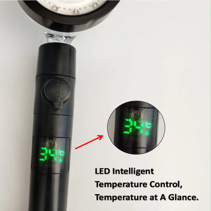 360 Rotational LED Digital Temperature Shower Head