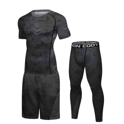 Men MMA-Rashguard Kickboxing Shirt+Leggings Fitness Set