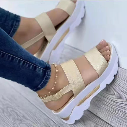 Sandals Women Buckle Strap Fashion Wedge Footwear - Sandals - BKLD - Mad Fly Essentials