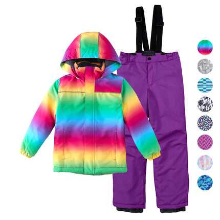 Baby Girls 3-12T Rainbow Ski Snowboard Jacket Pants Set