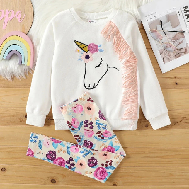 Baby Girls 2pc Unicorn Animal Fleece Sweatshirt Pants Set