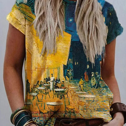 Shirt Women Retro Starry Night Van Gogh 3D Tee - Shirt - Boxdaq - Mad Fly Essentials