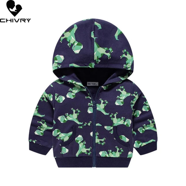 Baby Boys Winter Dinosaur Hoodie Jacket - Kids Shop Mad Fly Essentials