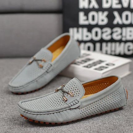 Flats Men Breathable Slip On Hollow Boat Loafers - Flats - M Anxiu - Mad Fly Essentials
