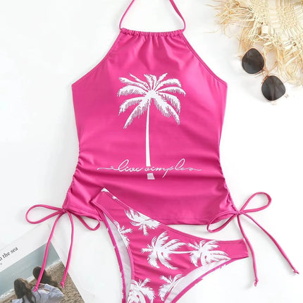 Tankini Set Women Low Waist Palm Tree Tankini - Tankini Set - mandylandy - Mad Fly Essentials
