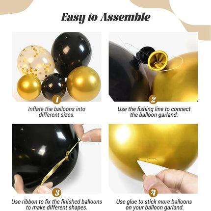 Wedding Decor Black Gold Balloon Garland Arch Kits Party Decor - Wedding Decor - Hviero - Mad Fly Essentials
