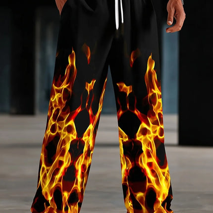 Pants Men Optical Illusion Flame Trousers - Pants - Ejuhaoti - Mad Fly Essentials