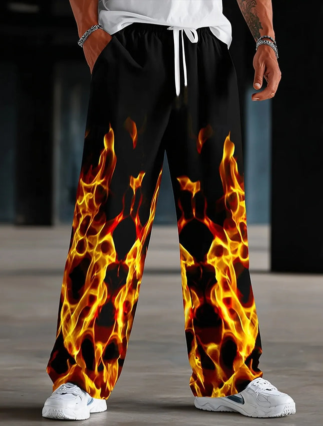 Pants Men Optical Illusion Flame Trousers - Pants - Ejuhaoti - Mad Fly Essentials
