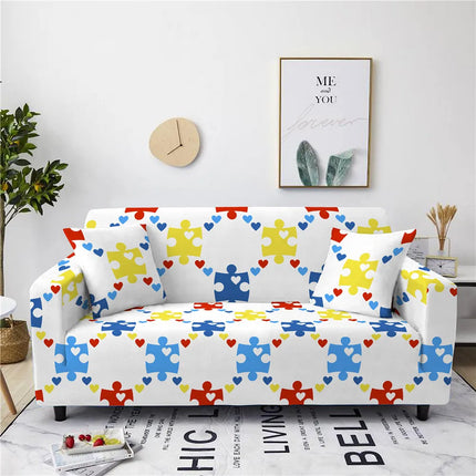Colored Puzzle Elastic 1/2/3/4 Seat Slipcovers