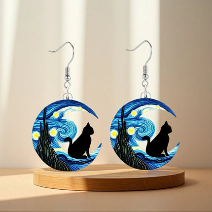 Earrings 2pc Van Gogh Starry Night Fashion Women Accessories - Earrings - Lifetime Not Regret - Mad Fly Essentials