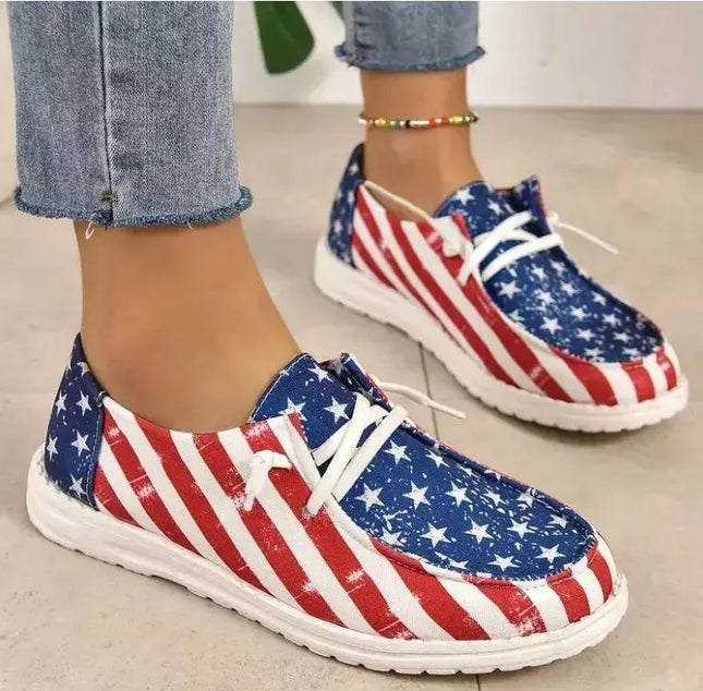 Women American Flag Lightweight Canvas Shoes