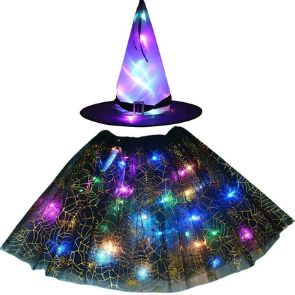 Halloween Adult Kids LED Witch Hat Spider Costume Dress - Mad Fly Essentials