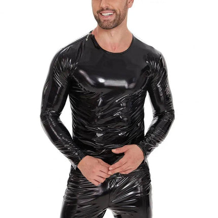 INS GOTH Leather Wear Wet Look Zipper Party Tops Mens Clubwear - Mad Fly Essentials