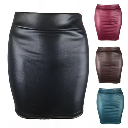 Women Solid-Color High-Waist Bodycon Mini Skirt