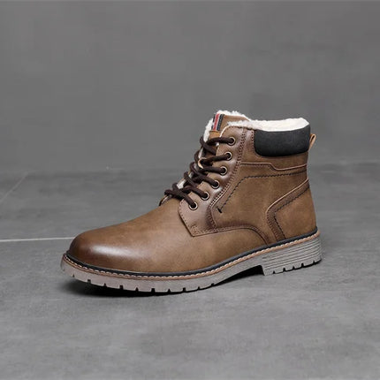 Men Retro British Leather Ankle Boots
