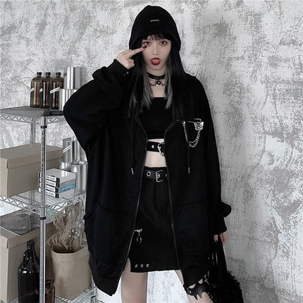 Hoodies Women Gothic Punk Black Long Hoodies - Hoodies - Youre My Secret - Mad Fly Essentials