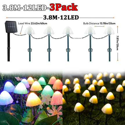 Solar 10-90 LED Mushroom Landscape Patio Lights