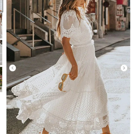 Maxi Dress Women Bohemian Lace White Sundress - Maxi Dress - Roddrsya - Mad Fly Essentials