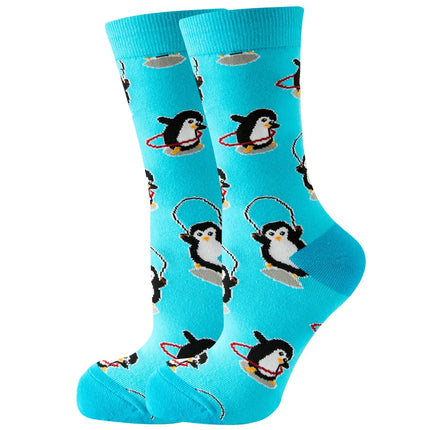 Women Cartoon Animal Penguin Long Socks