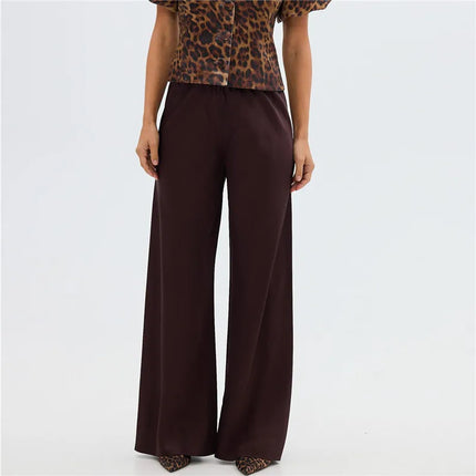 Dress Pants Women Wide Leg Solid Silk Office Trousers - Dress Pants - Sk - Mad Fly Essentials