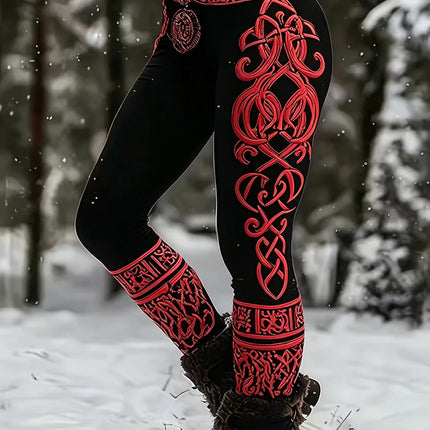Fitness Leggings Women Viking Medieval 2D Slim Pants - Fitness Leggings - Iamsure - Mad Fly Essentials