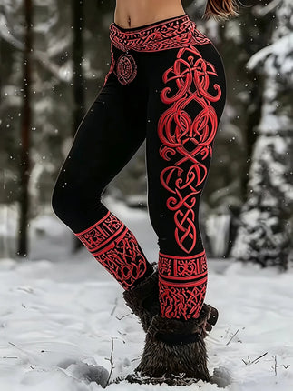 Fitness Leggings Women Viking Medieval 2D Slim Pants - Fitness Leggings - Iamsure - Mad Fly Essentials