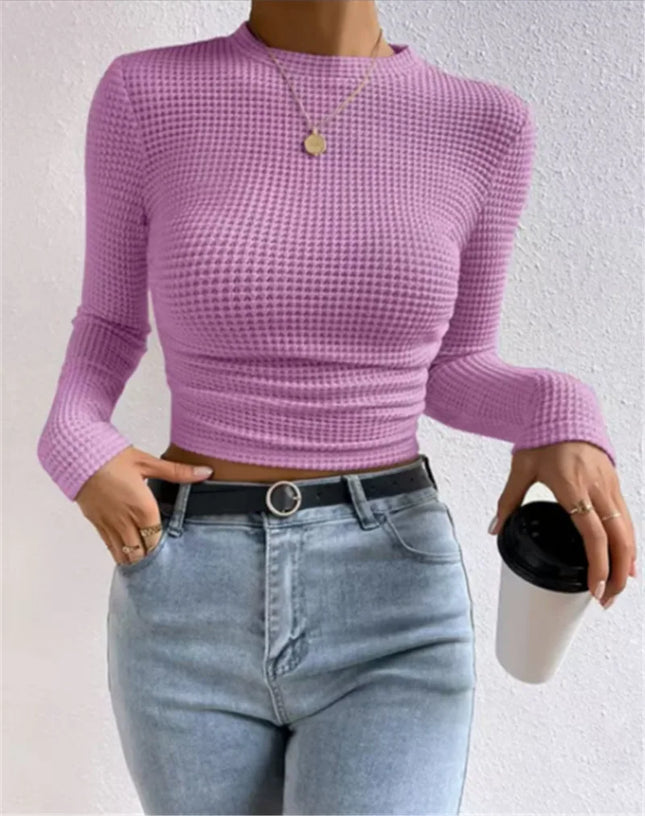 Crop Top Women Waffle Rib Bottoming Top - Crop Top - Werueruyu - Mad Fly Essentials