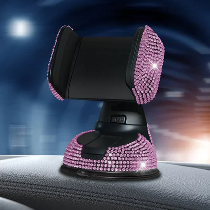 Pink Flexible Rhinestone Table Car Phone Stand