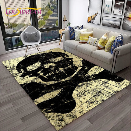 Home 3D Skull Butterfly Gothic Area Rug