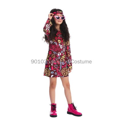 Girl 60s 70s Hippie Disco Party Costume Dress