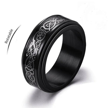 Men Punk Rotating Stainless Celtic Dragon Ring - Mad Fly Essentials