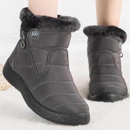 Boots Women Waterproof Round Toe Zip Ankle Footwear - Boots - Hajink - Mad Fly Essentials