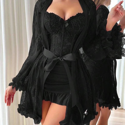 Nightgown Women Floral Lace Bridal Loungewear - Nightgown - Thinyful - Mad Fly Essentials