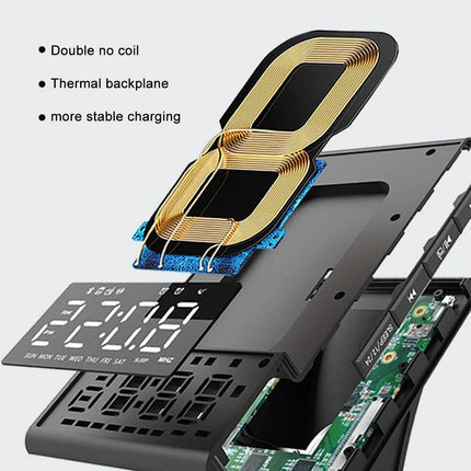 LED Large Screen Alarm Clock with Wireless QI Charging - Mad Fly Essentials