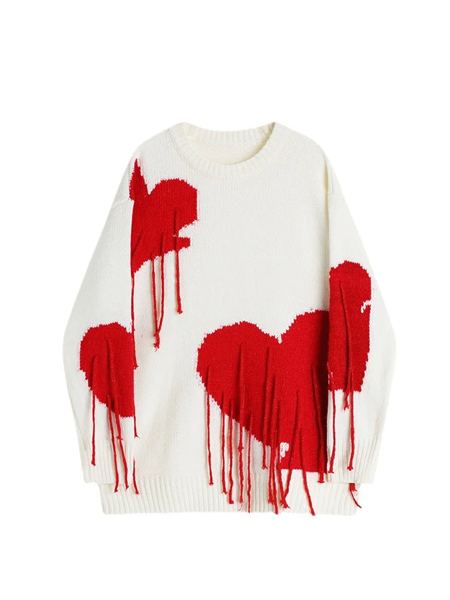 Women Heart Fashion Tassel Long Sweater