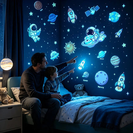 Kids Room Decor Luminous Space Theme Wall Stickers - Kids Room Decor - Three Ratels - Mad Fly Essentials