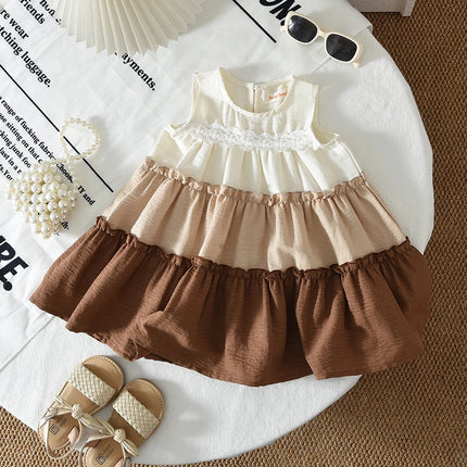 Party Dress Baby Girl Doll Collar Color Blocked Cake Dress - Party Dress - Muababy - Mad Fly Essentials
