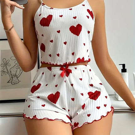 Pajama Set Women Strawberry Heart Homewear 2pc Pajamas - Pajama Set - Animal Unicorn - Mad Fly Essentials