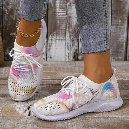 Sneakers Women Rainbow Lightweight Knitted Canvas Shoes - Sneakers - Lilicochan - Mad Fly Essentials