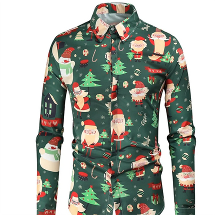 Men 2023 3D Christmas Long Lapel Shirt Suit - Men's Fashion Mad Fly Essentials