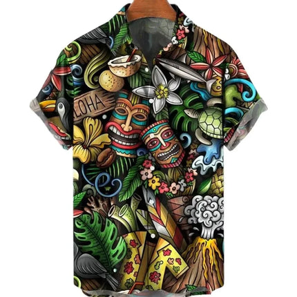 Men Tiki Fashion Casual Beach Vacation Shirts