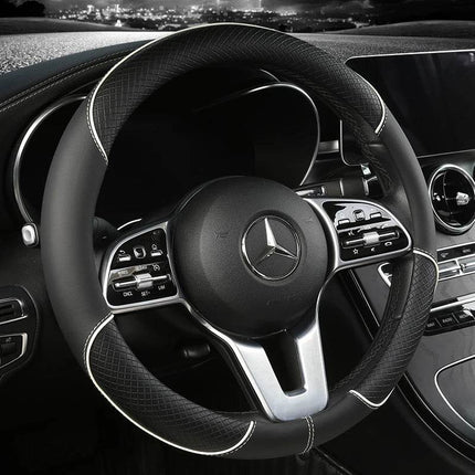 Auto Leather Stitch Steering Wheel Cover - Mad Fly Essentials