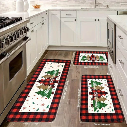Home Seasonal Christmas Red Plaid Floor Mat - Mad Fly Essentials