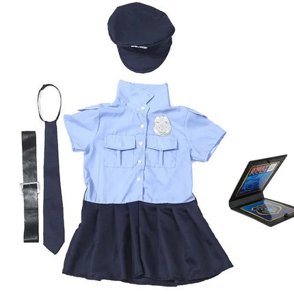 Girls Police Dress Up Costume Uniform Set