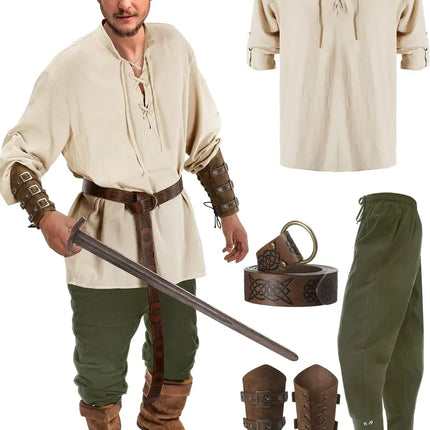 Costume Men Medieval Viking Top Pants Pirate Outfit - Costume - Costumes Plus - Mad Fly Essentials