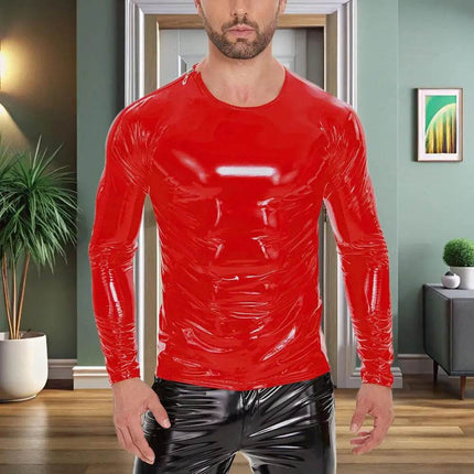 INS GOTH Leather Wear Wet Look Zipper Party Tops Mens Clubwear - Mad Fly Essentials