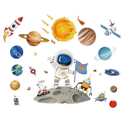 3D Astronaut Moon Planets Wall Mural Stickers - Mad Fly Essentials