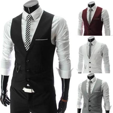 Men Slim Fit Business Casual Suit Vest Medieval Costume - Mad Fly Essentials